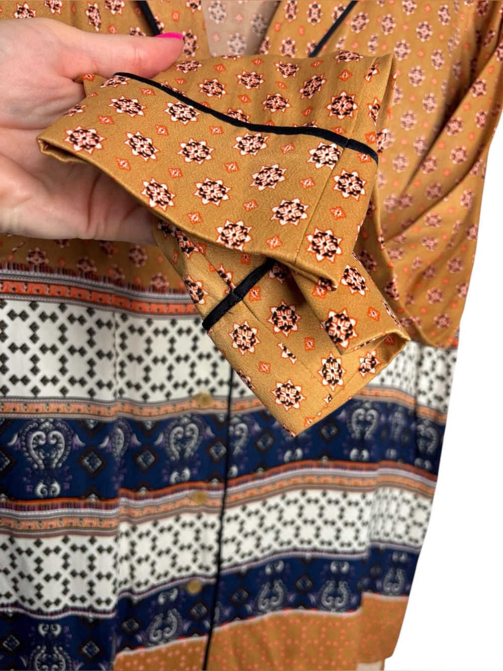 Anthropologie Second Female Vavara Pajama-style Shirt Geometric Paisley Print S - Picture 7 of 13
